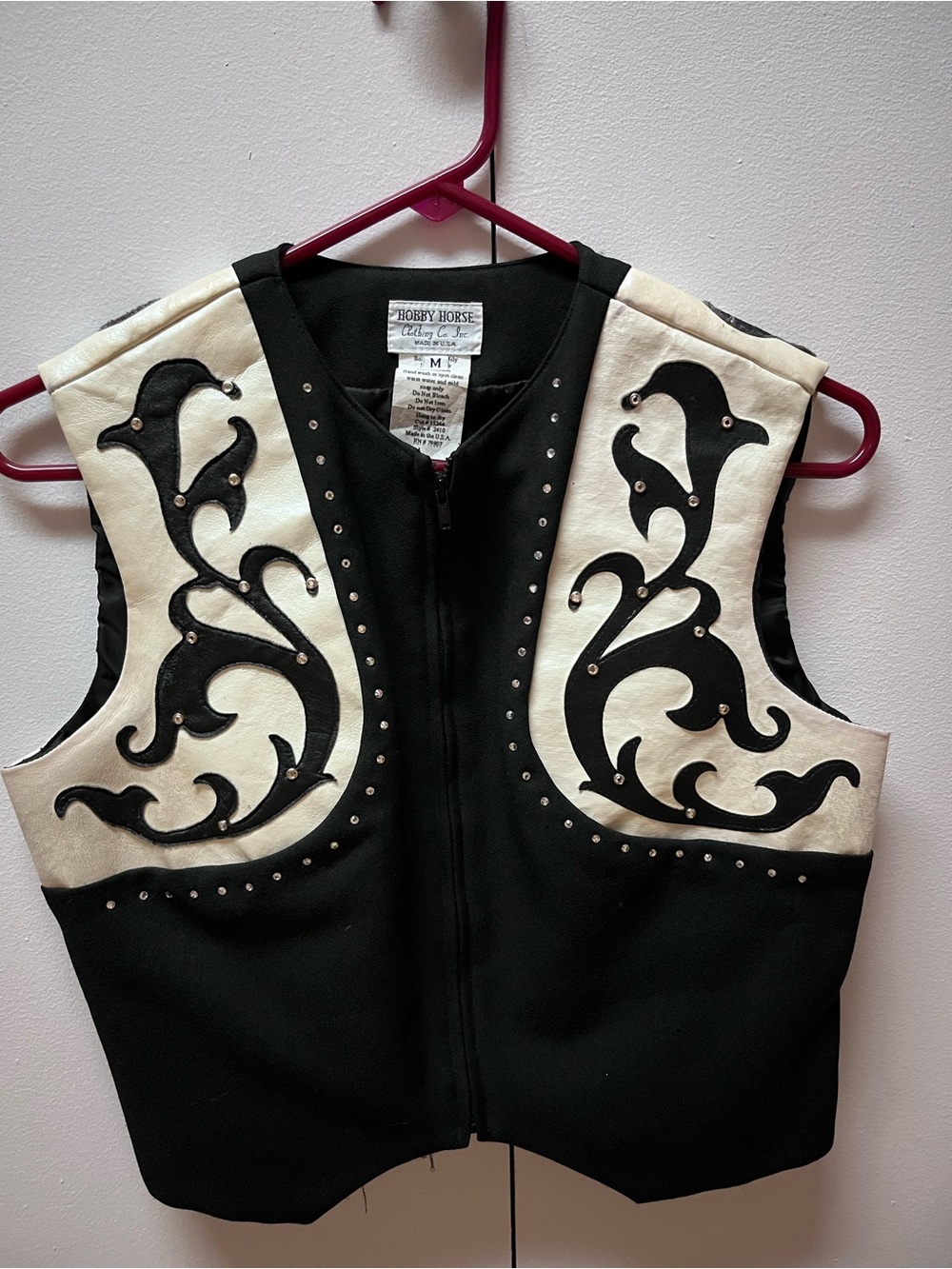 Hobby Horse Black and Cream Western Vest - M